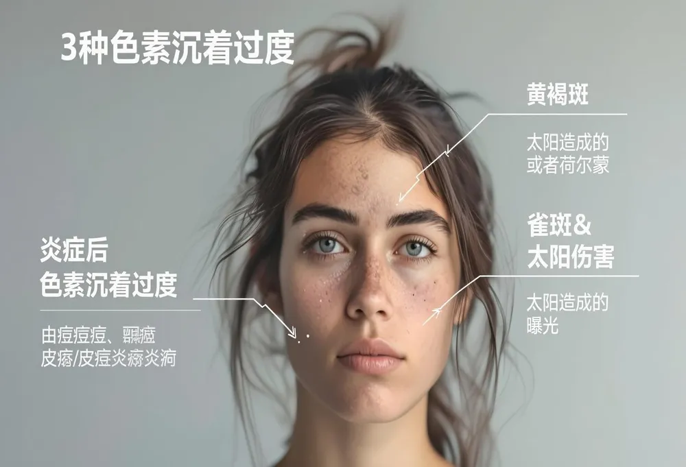 3种类型的色素沉着