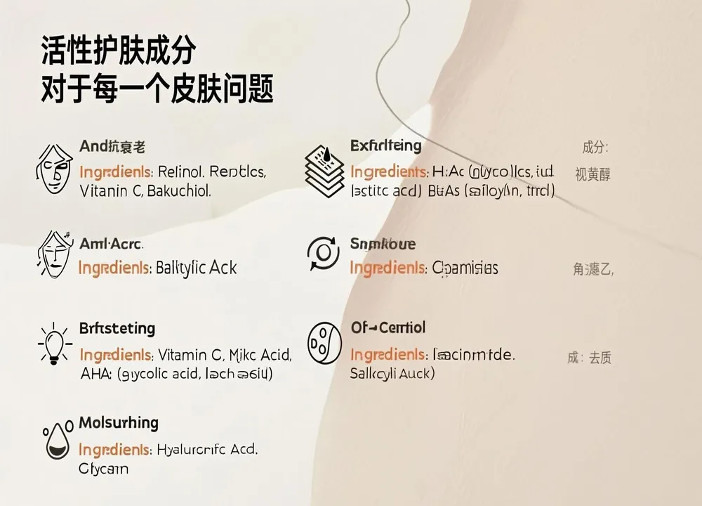 针对各种皮肤问题的活性护肤成分